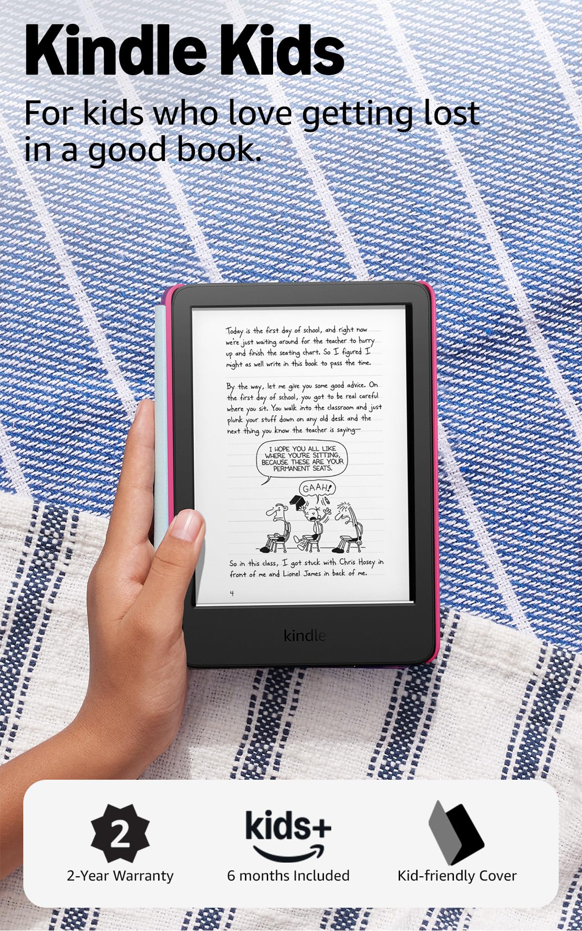 Amazon Kindle Kids 16GB (2024 model) - If it breaks, we will replace it, includes ad-free books and cover, with glare-free display, fast page turns - Space Whale