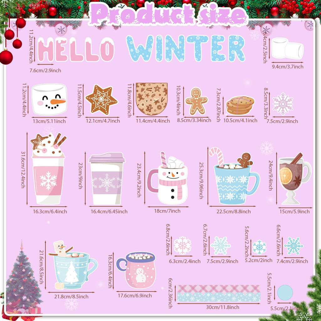 Funrous 71 Pcs Winter Bulletin Board Set Holidays Around The World