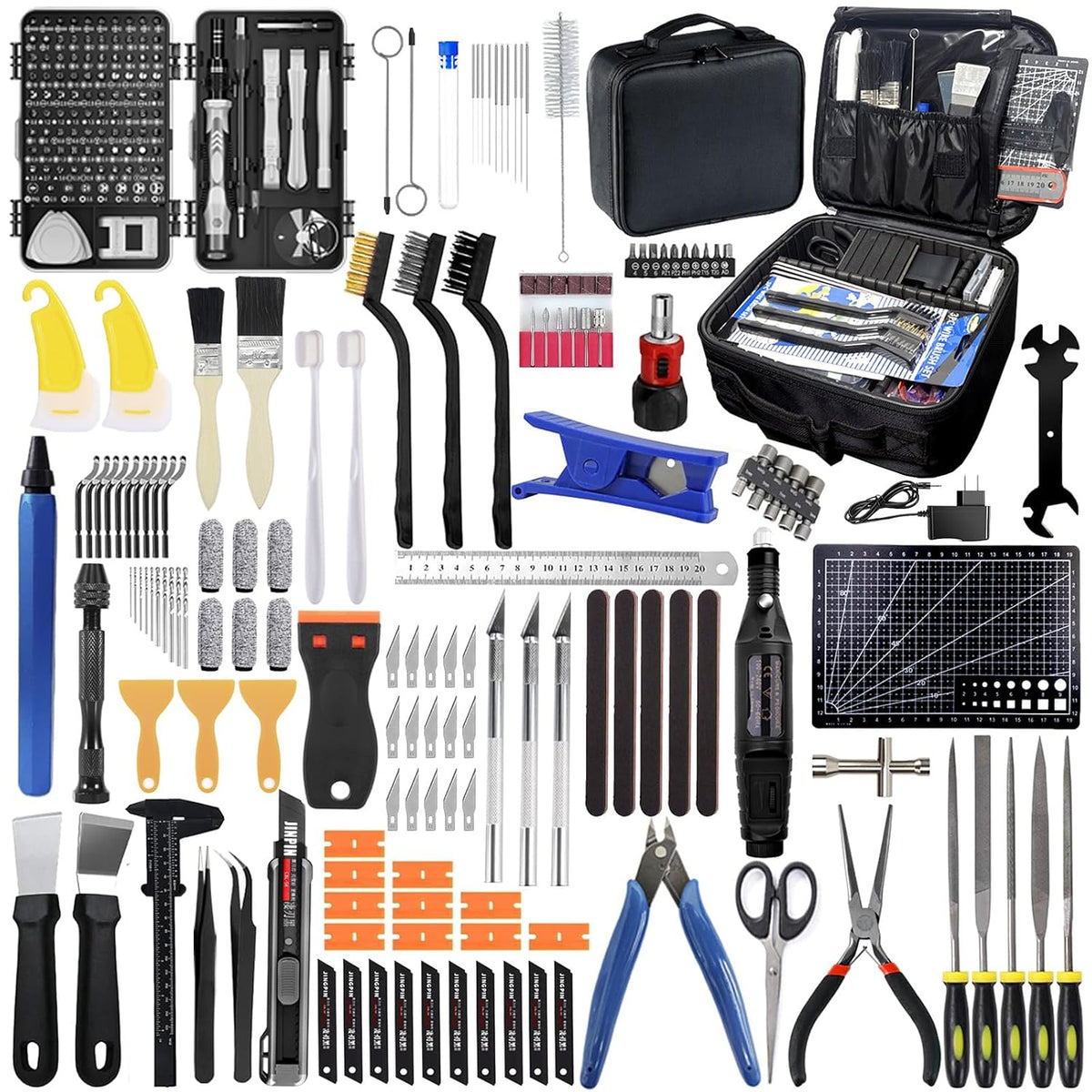 3D Printer Tool Kit: 262-Piece Accessory Set with Nozzle Kit & Mini Electric Grinder
