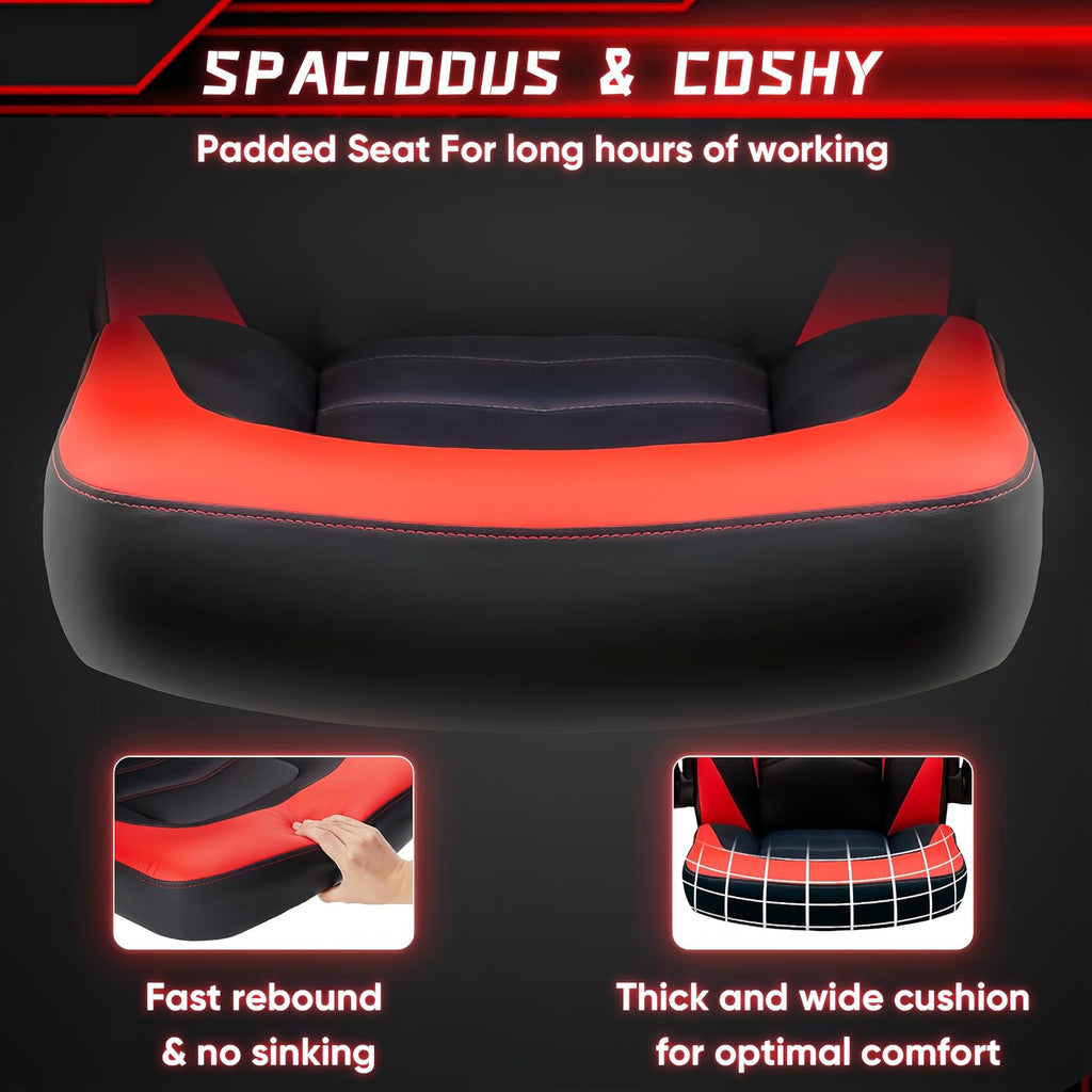 Computer Desk Chair with Lumbar Support, Ergonomic Office Chair with Flip-up Armrests for Adults, Grey,Black+Red (Black+Red)