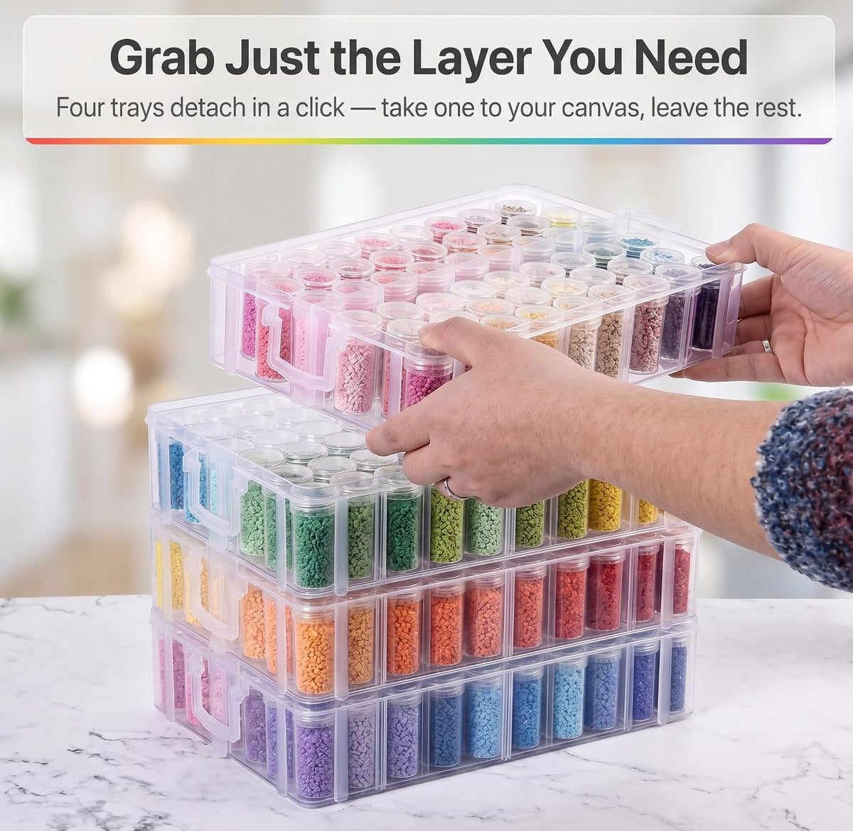 Diamond Art Storage Organizer, 200 Jars, 4-Tier Stackable Case