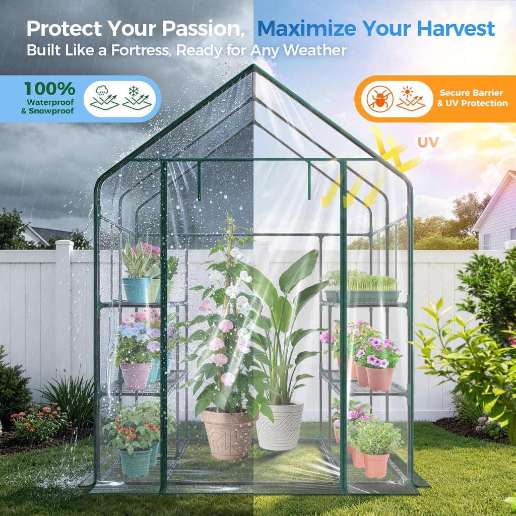 Ohuhu Plastic Greenhouse with 3–4 Tiers, Up to 22.56 Sq Ft
