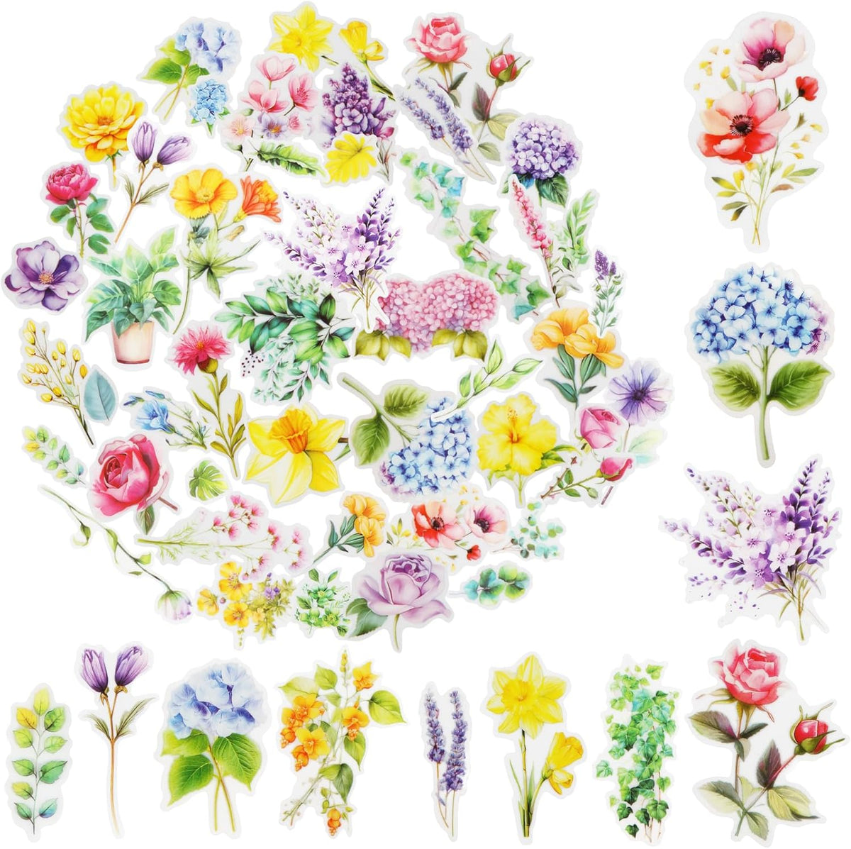 Kattykitty 309PCS Transparent Flower Stickers for Scrapbooking