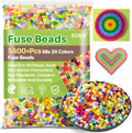 Sukh 5400+Pcs Fuse Beads Bulk - 5mm Melting Beads for Crafts, 24 Colors