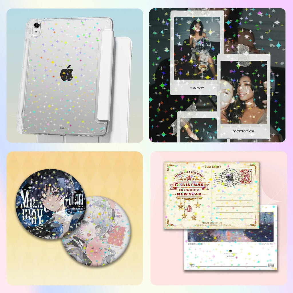 36 Sheets Holographic Laminating Sheets Clear Self Adhesive Sticker Paper