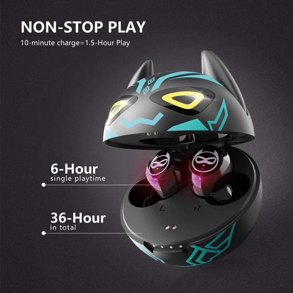 Wireless Earbuds for Kids, Headphones with Cute Panda Charging Case with Mic, Noise Cancelling,Typ-C, 3D Stereo Waterproof Bluetooth Buds for Sport & Outwork,3 x Ear caps(S,M,L)