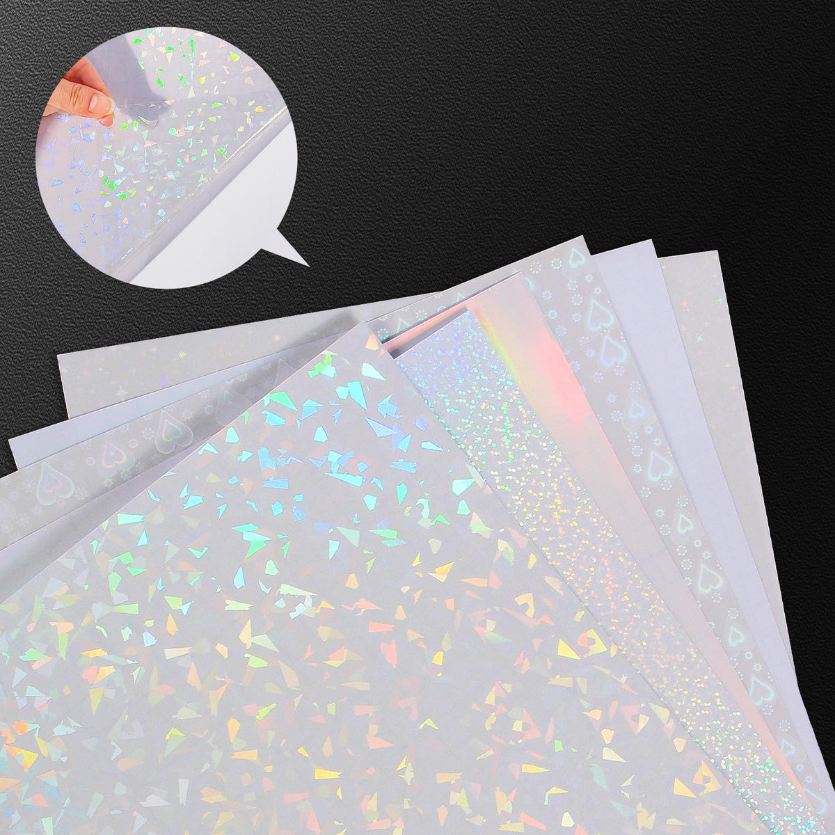 36 Sheets Holographic Laminating Sheets Clear Self Adhesive Sticker Paper