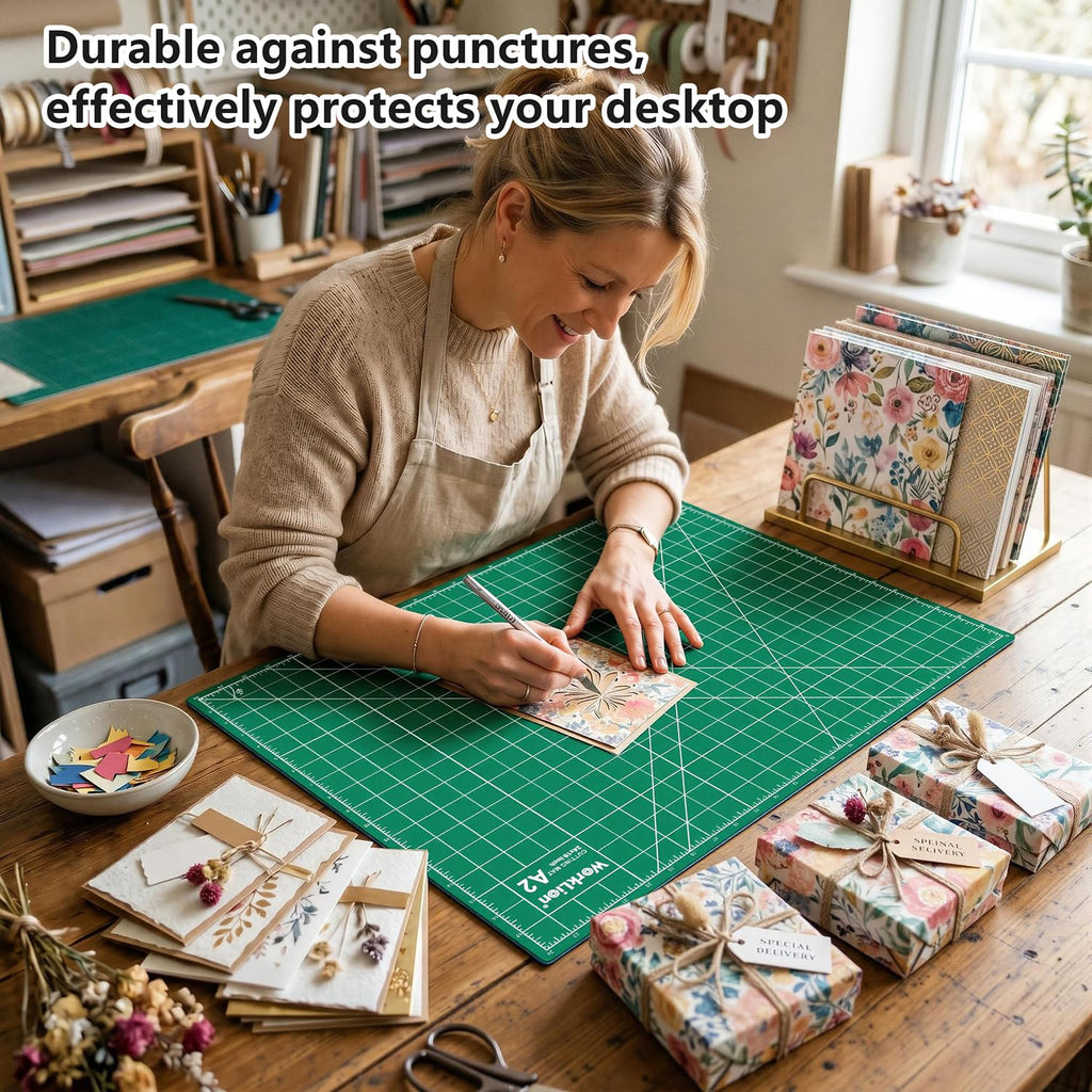 WORKLION 12" x 18" Art Self Healing PVC Cutting Mat, Double Sided, Gridded Rotary Cutting Board for Craft, Fabric, Quilting, Sewing, Scrapbooking Project……