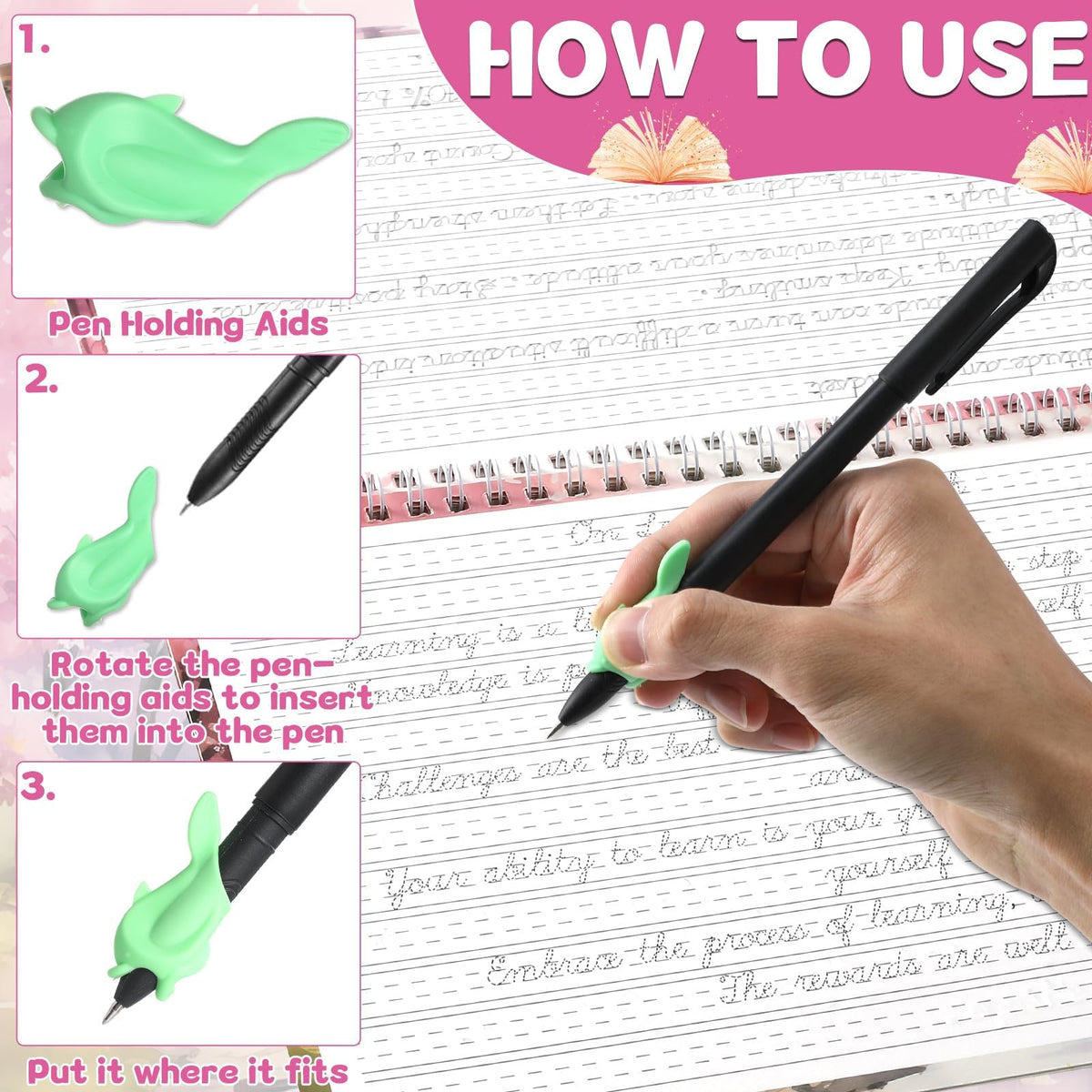 Grooved Cursive Handwriting Workbook Magic Reusable Grooved Cursive Handwriting Practice Guided Tracing with Disappearing Ink Pens for Beginners Kids Learning Activities Supplies (Letters)