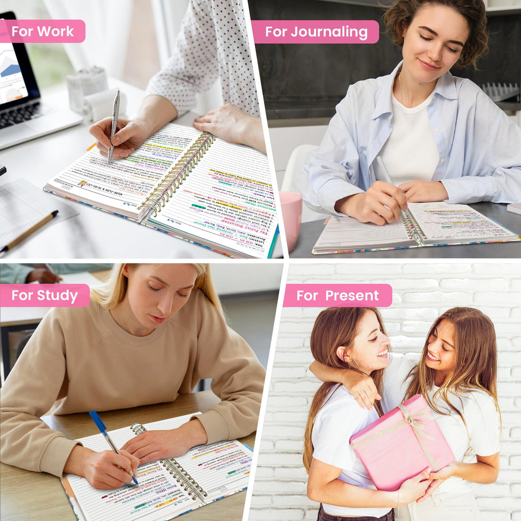 Taja Spiral Notebooks for Work 5 Subject Notebook with Removable Dividers