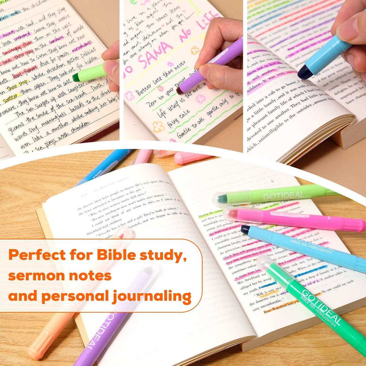 GOTIDEAL Bible Highlighters, 12 Pack Assorted Colors Gel Pens Set