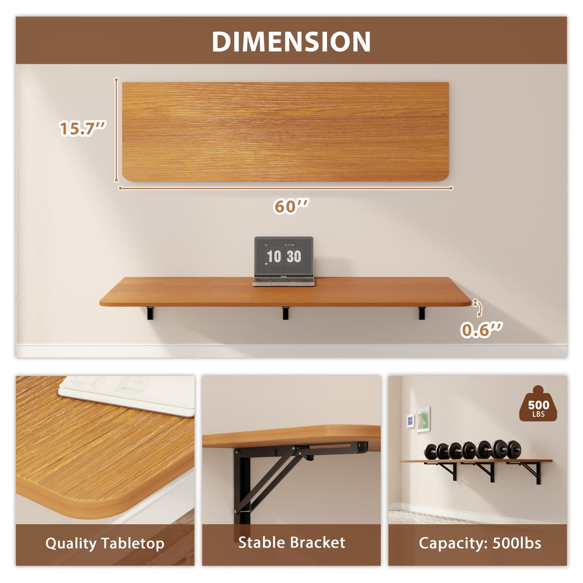 Dogsky Wall Mounted Folding Table 24x15.7 in - 100LB Capacity