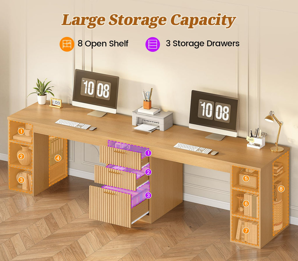 SEDETA 96.5-Inch Two-Student Desk with Drawers
