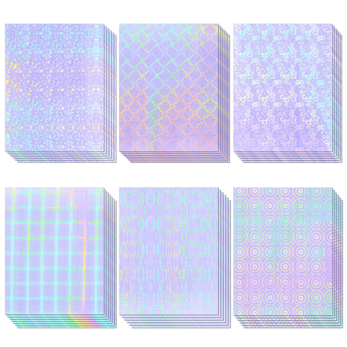 36 Sheets Holographic Laminating Sheets Clear Self Adhesive Sticker Paper