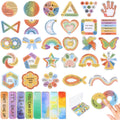 108 Pieces Sensory Stickers - 2 Textured Surface Sensory Stickers with Storage Box - Fidget Strips for Adults, and ADHD - Anxiety Relief Mindfulness Stickers for Office Desk