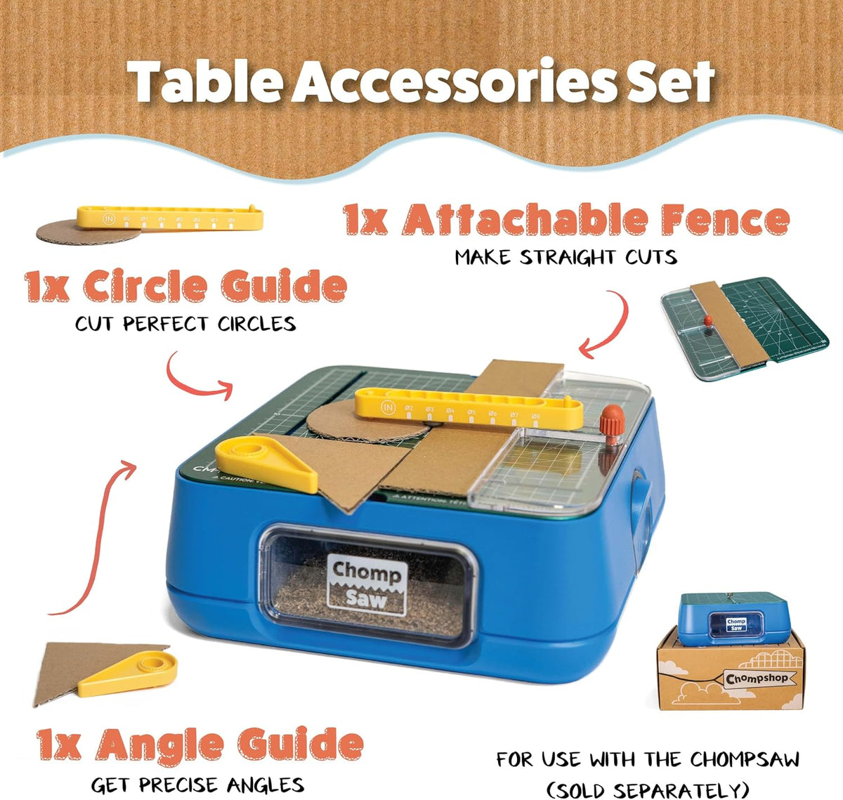 Chompshop Accessory Set for ChompSaw - Fence, Circle Tool & Angle Guide