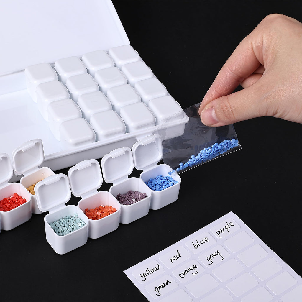 Mr. Pen- Bead Storage Containers, 28 Grids, 2 Pack, Clear White