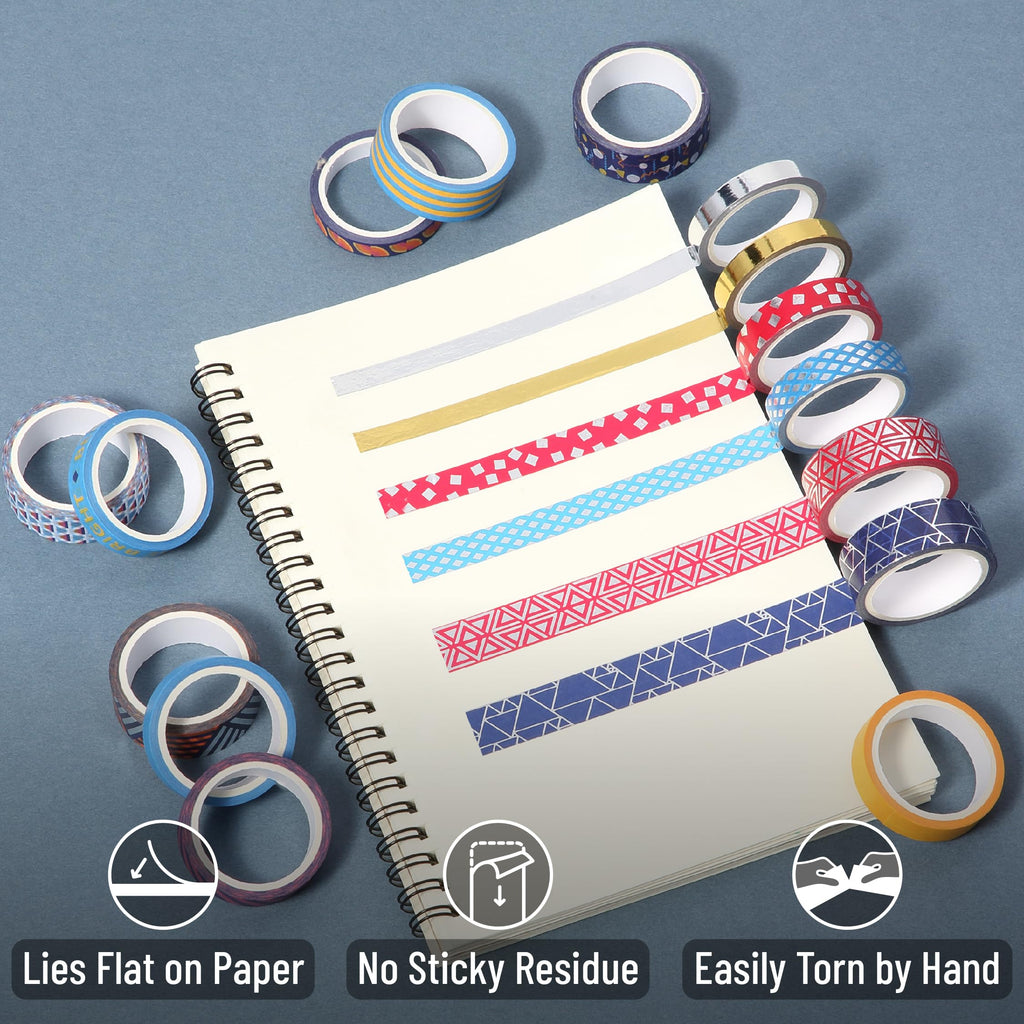 Mr. Pen- Washi Tape Set, 21 Rolls, Assorted Sizes, Floral
