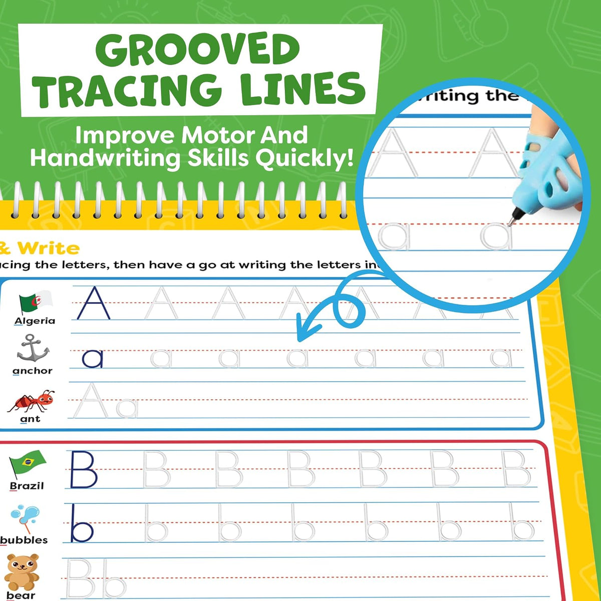 Magic Grooved Writing Practice Books for Kids 3-5 - Learning Gift for Kids