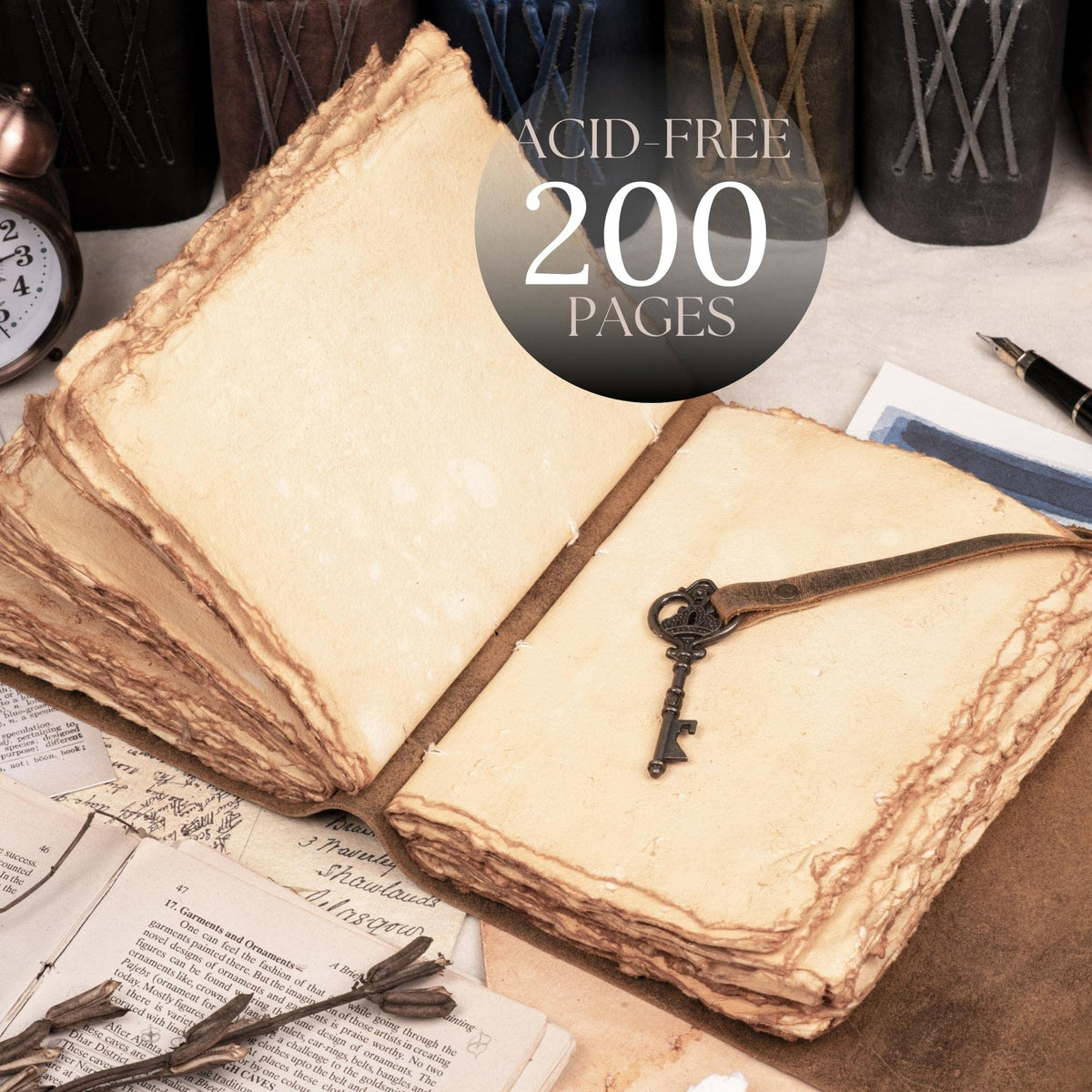 LEATHER VILLAGE Vintage Leather Journal Key Lock, Teal 6x4.