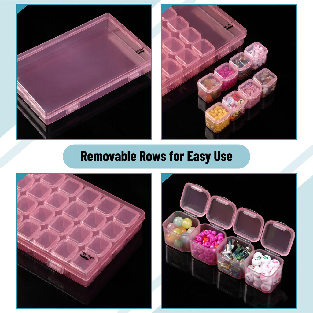 Mr. Pen- Bead Storage Containers, 28 Grids, 2 Pack, Clear White