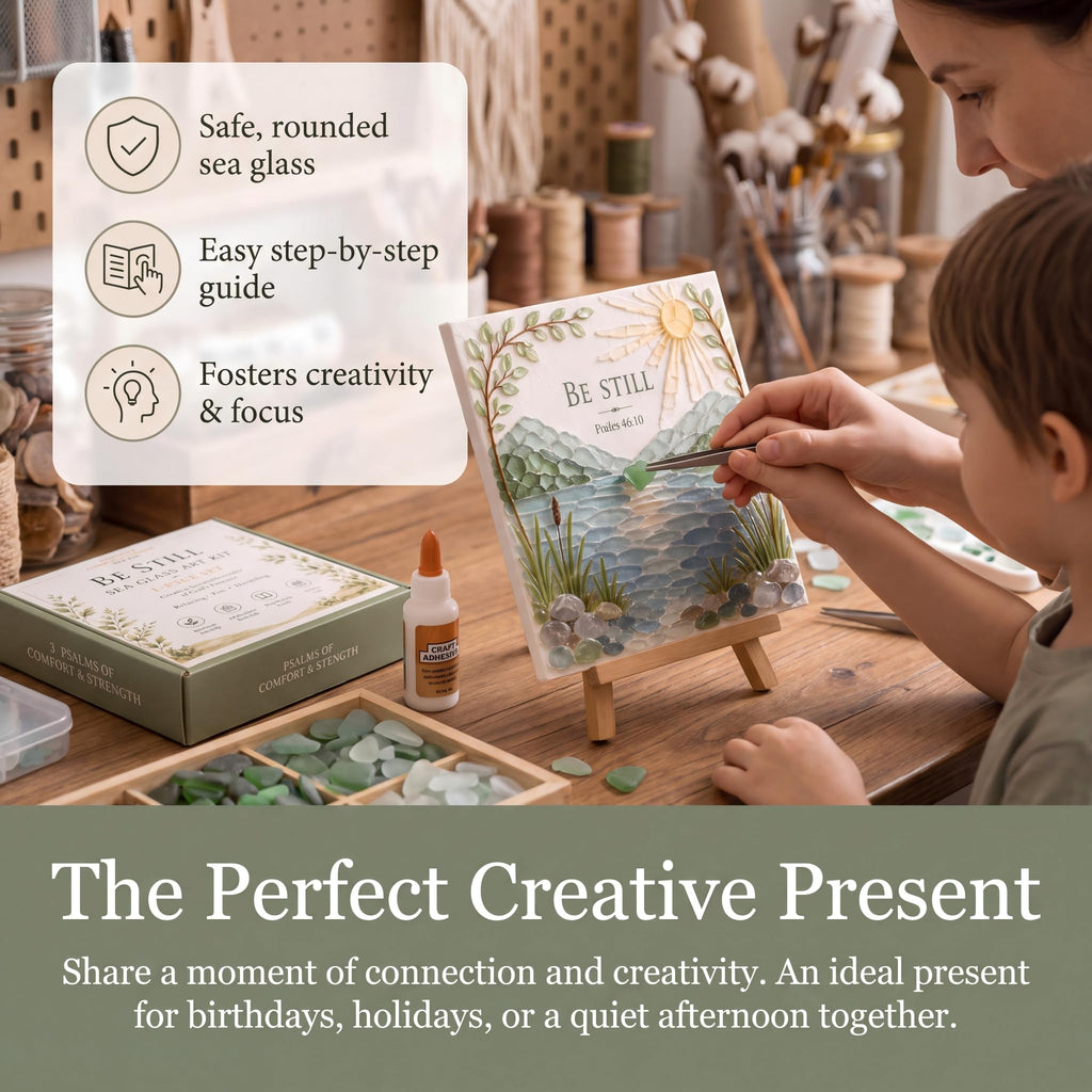 Sea Glass Art Kit, Psalms of Comfort & Strength Christian DIY Craft