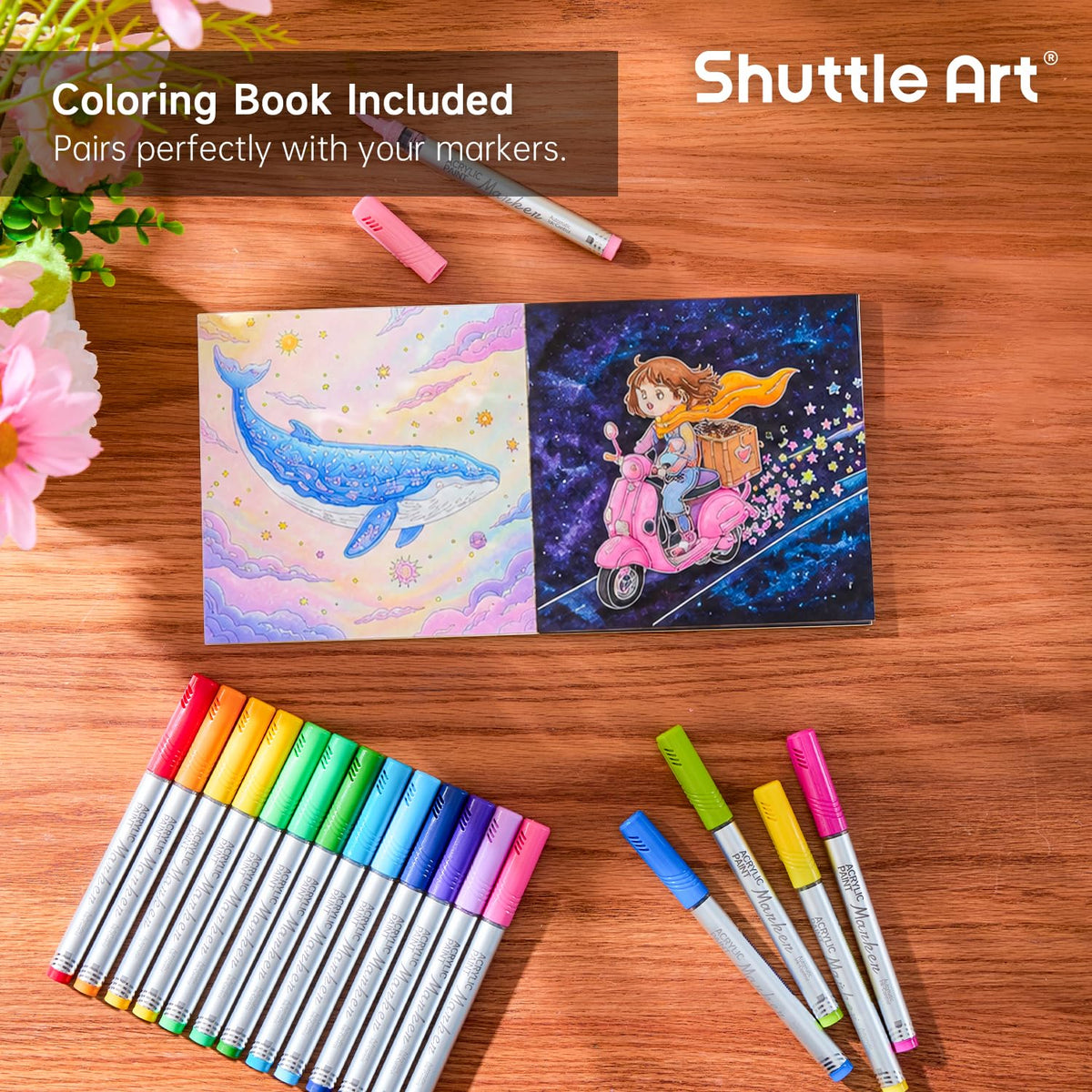 Shuttle Art 96 Colors Dual Tone Refillable Acrylic Markers with 100 Refills