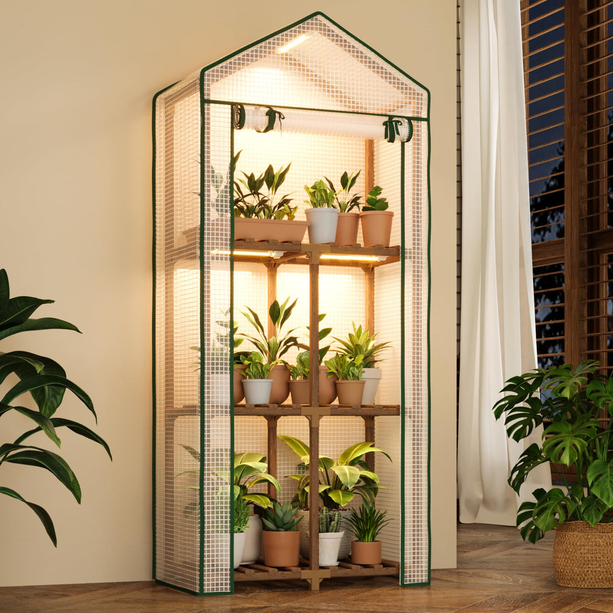 Bamworld 2- and 3-Tier Mini Greenhouse with Optional Grow Light