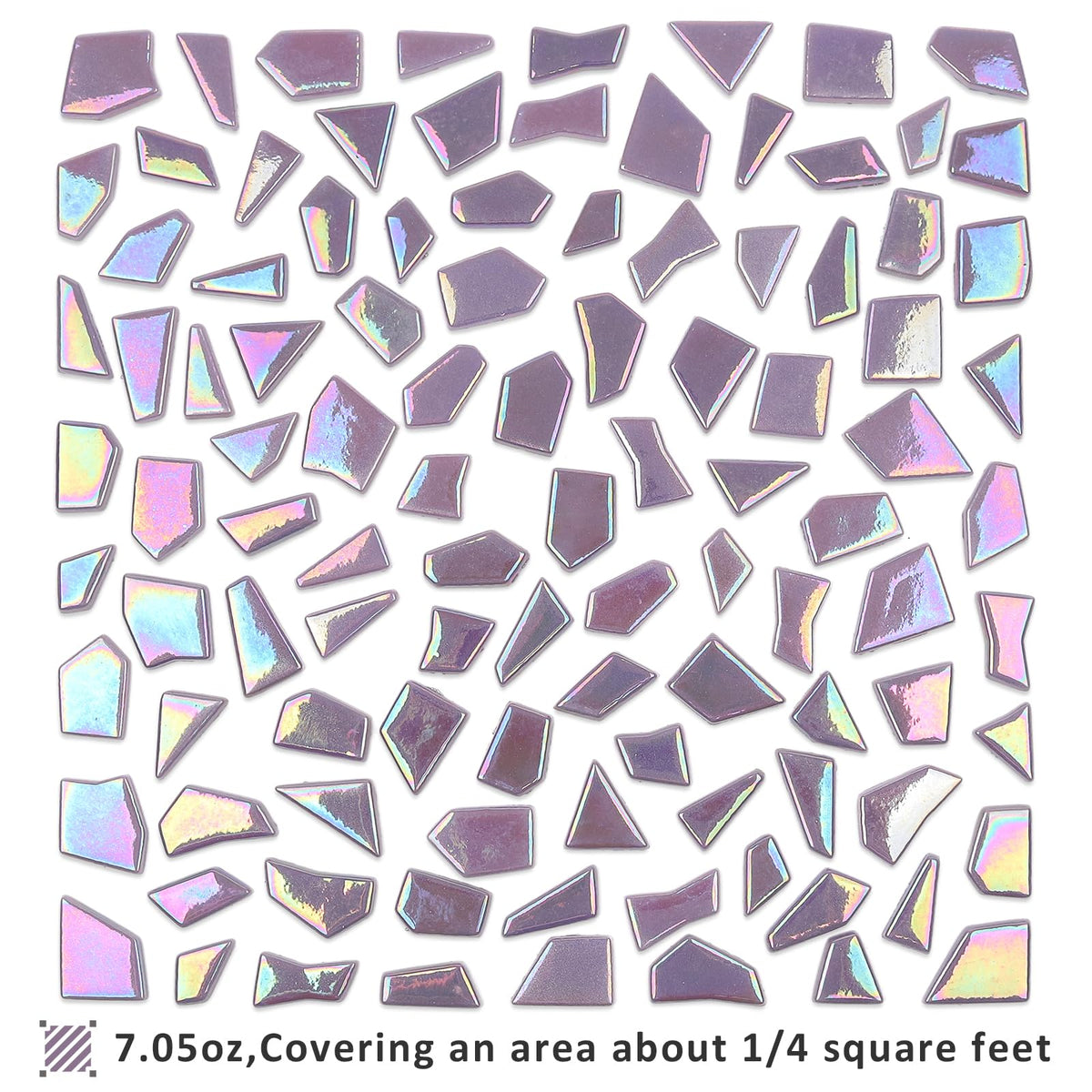 Iridescent Glass Mosaic Tiles for Crafts Bulk,200g Broken Mosaic Glass Pieces for DIY Home Garden Art Projects, Handmade Crafts & Decor
