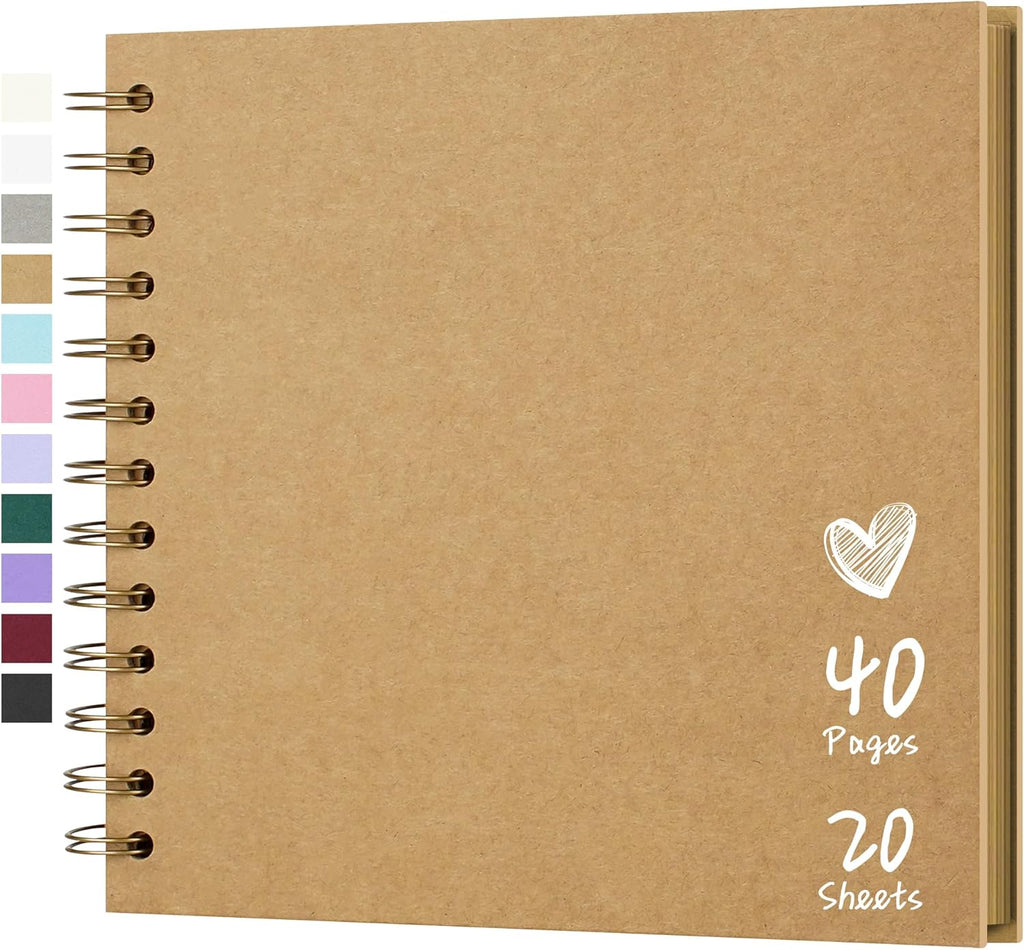Polaroid Scrapbook Photo Album 7"x7" 20 Sheets 40 Pages Kraft Paper Khaki