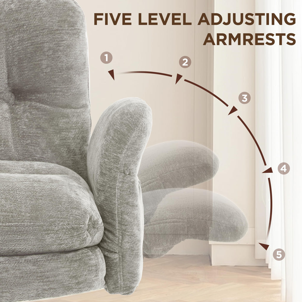 FiveWillowise Cross Legged Office Chair with Flip-up Arms&Hight Back,Grey