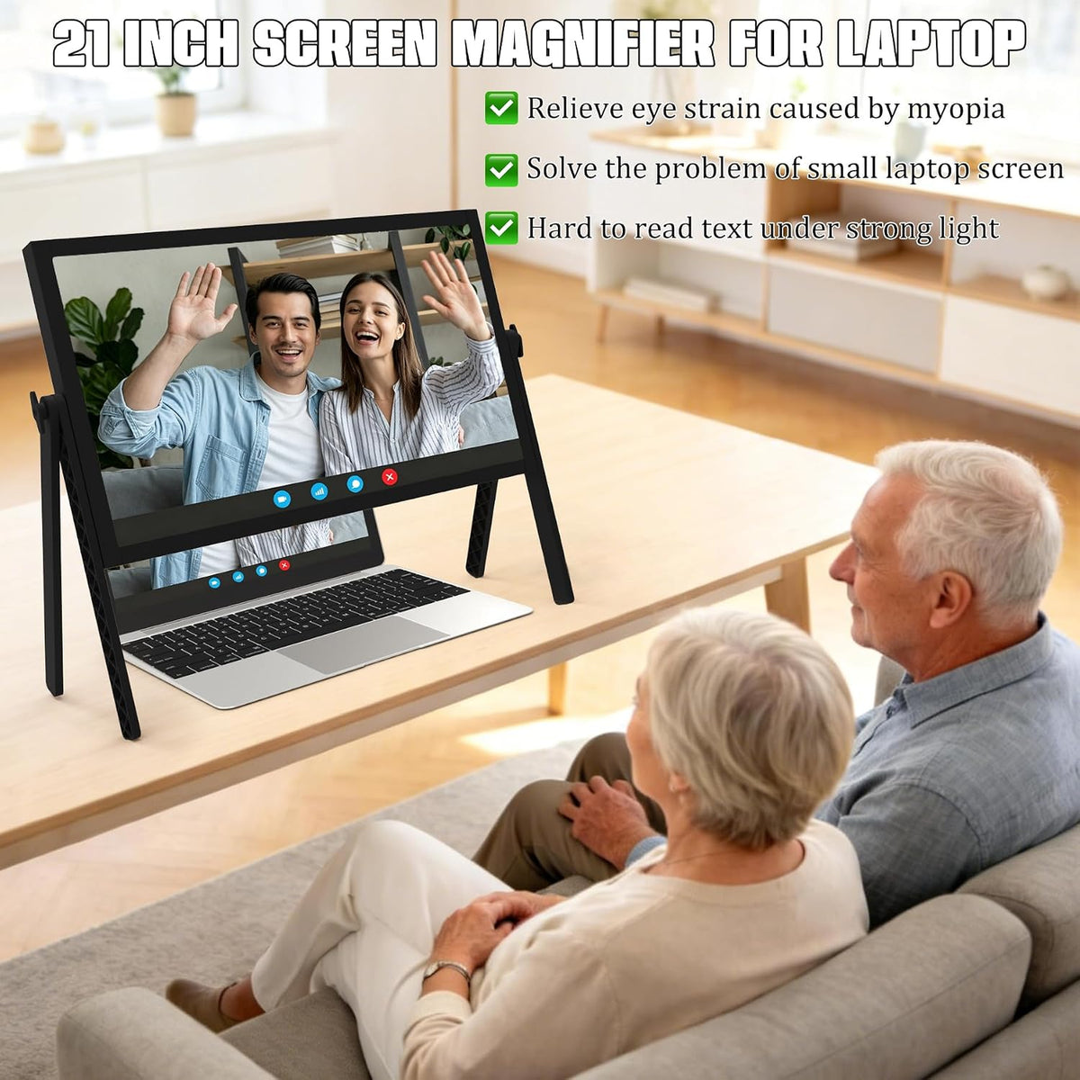 21" Screen Magnifier for Laptop, 3D HD Screen Expanders for Movies, Videos, and Gaming,Screen Enlarger with Adjustable Angle and Foldable Design Amplifier Desktop Magnifying for Seniors Reading