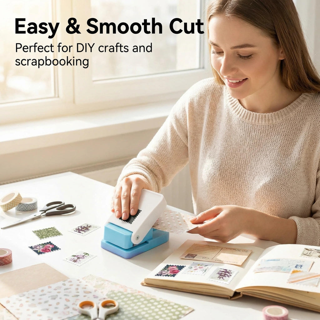 Stamp Punch, 1.5 * 1.5inch Square Stamp Puncher Postage Stamps Punches, Stamps Shaped Paper Punch, Lever Paper Punches for Crafting,Craft Cutter Hole Puncher for Scrapbooking Journaling Card Making