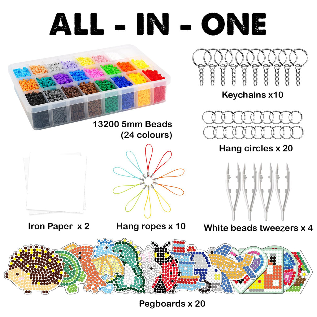23000 5mm Fuse Beads Kit for Craft Gifts - 22 Colors | 106 Patterns