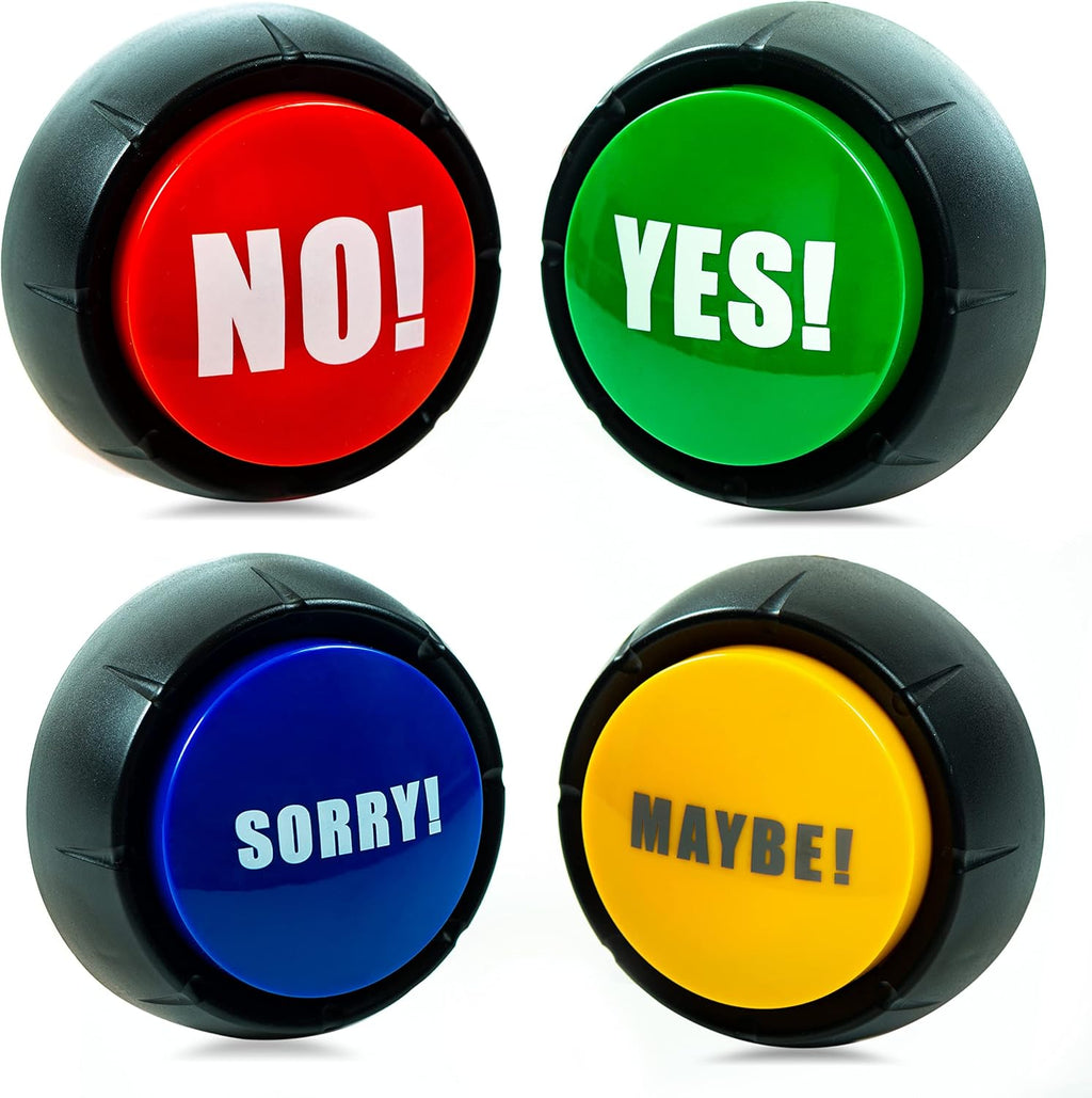 Yes No Maybe Sorry Sound Buttons, Set of 4 Talking Answer Buzzers