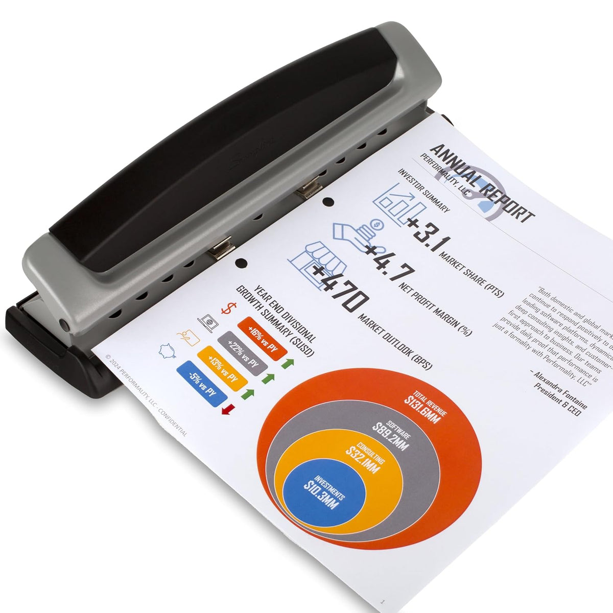 Swingline Precision Pro 3-Hole Punch – 10-Sheet Capacity, Adjustable 2-3 Hole, Metal (74037)