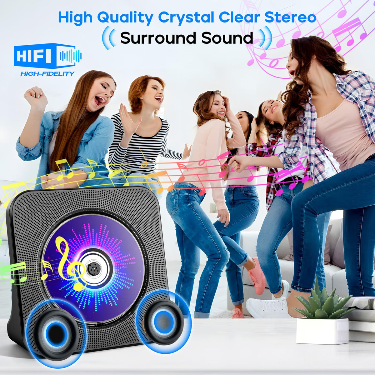 ROADOM KC607 Rechargeable Bluetooth CD Player for Learning (K–12)