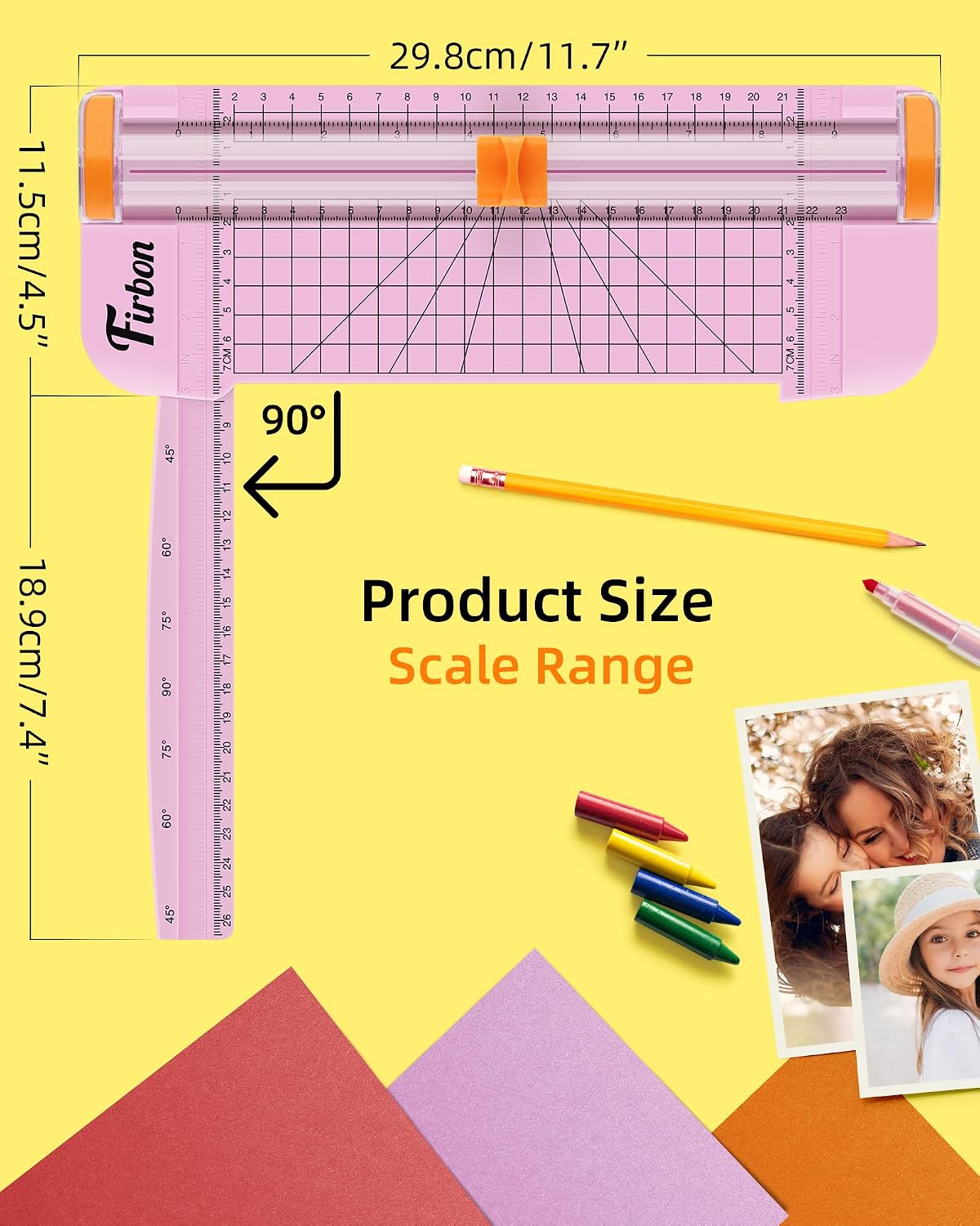 Firbon A5 Paper Cutter, Small Straight Paper Trimmer with Side Ruler