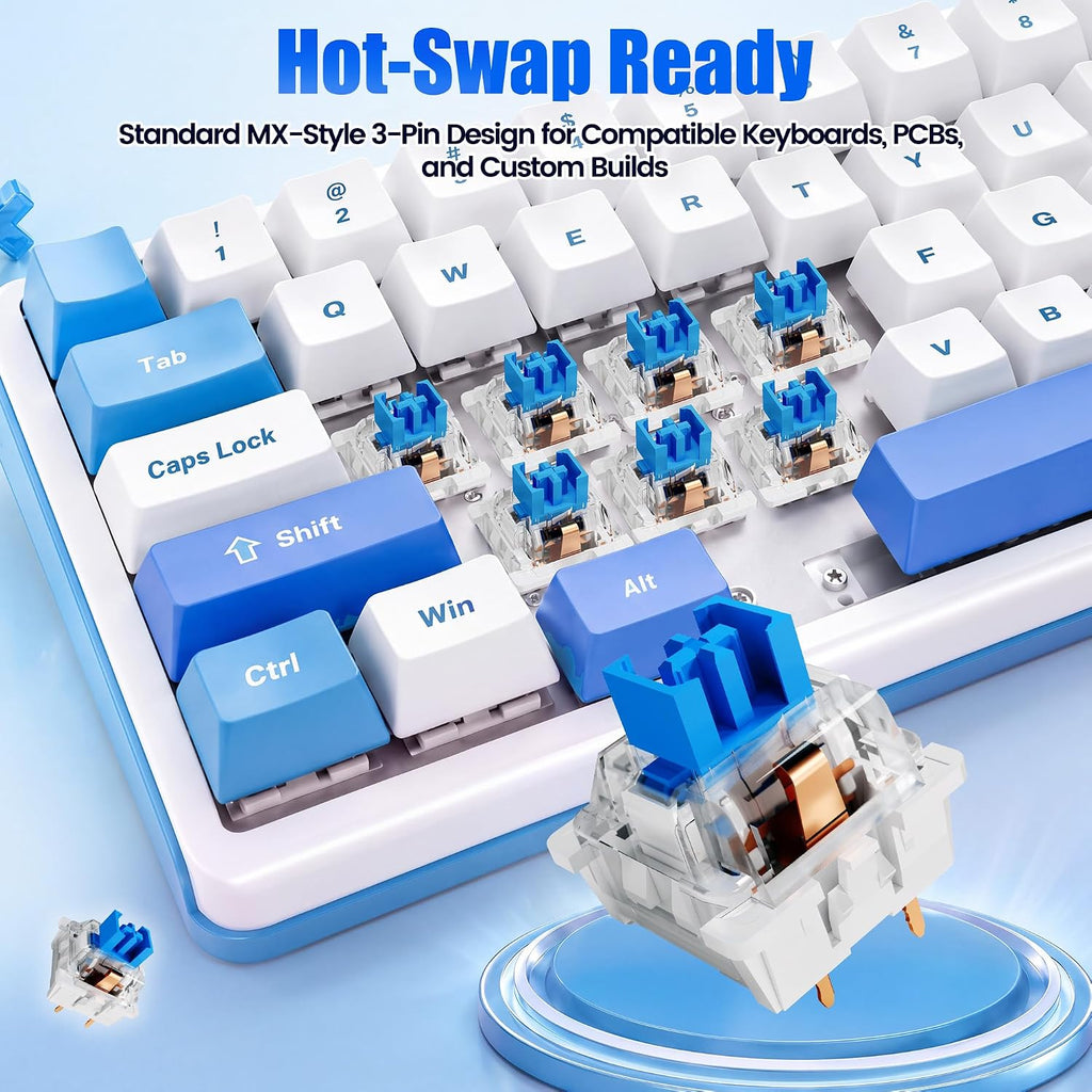 50PCS Keyboard Clickers for 3D Prints, Blue Mechanical Keyboard Switches
