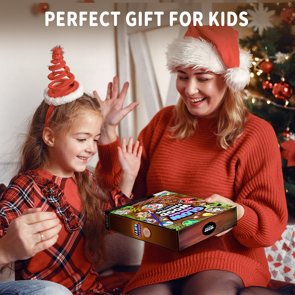 Wooden Painting Kit for Kids, Arts and Crafts Gift Set for Boys Girls 6-12