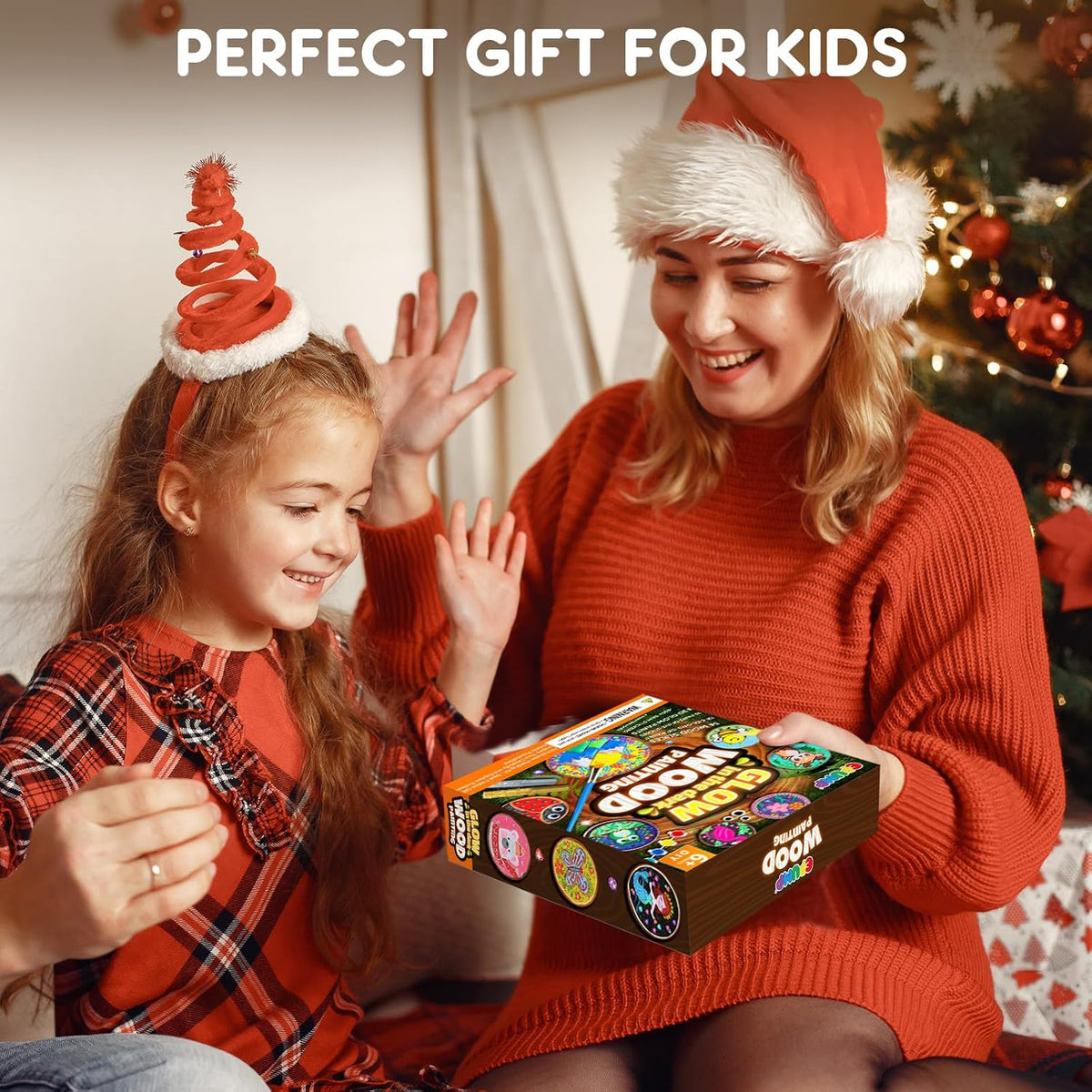 Wooden Painting Kit for Kids, Arts and Crafts Gift Set for Boys Girls 6-12