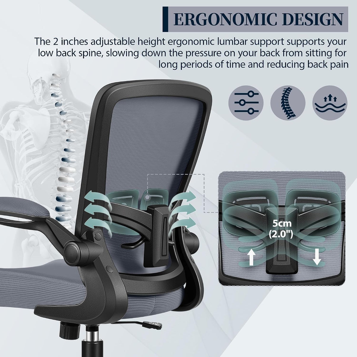 FelixKing Office Chair, Ergonomic Comfy Desk Chair with Flip-up Armrests