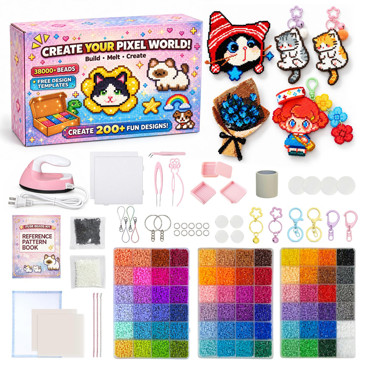 2.6mm Mini Fuse Beads Kit, 62,000 PCS, 120 Colors, Mini Iron