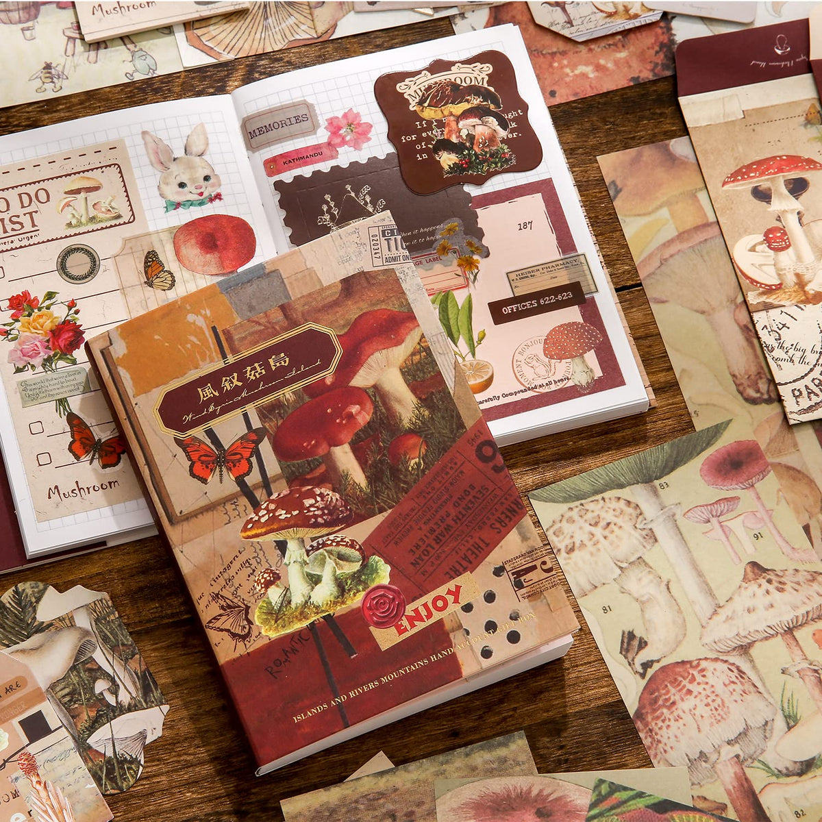 emmoolife 348 Pcs Scrapbooking Supplies Kit, Vintage Aesthetic Scrapbook Kit for Bullet Junk Journal, Stationery, A6 Grid Notebook, DIY Journaling Supplies, Birthday Craft Gift for Teen Girl Women