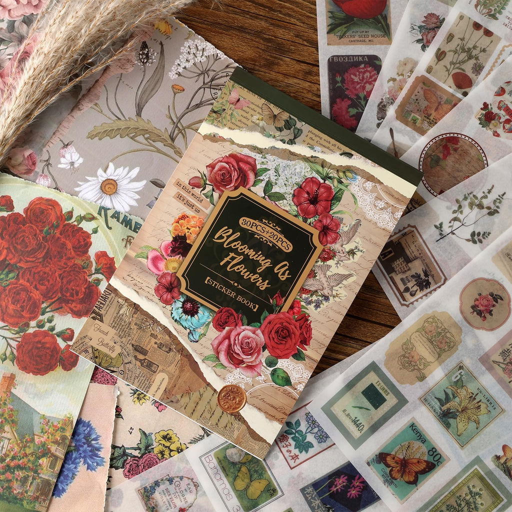Scrapbook Stickers - 300 Pre-Cut Washi Stickers & 20 Scrapbook Papers for Travel Journaling