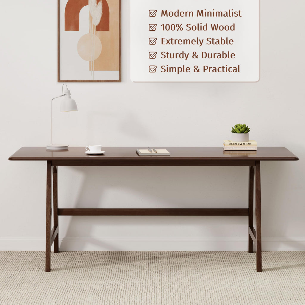 IOTXY Solid Wood Writing Table - 60" W Minimalist PC Computer Desk, Oak