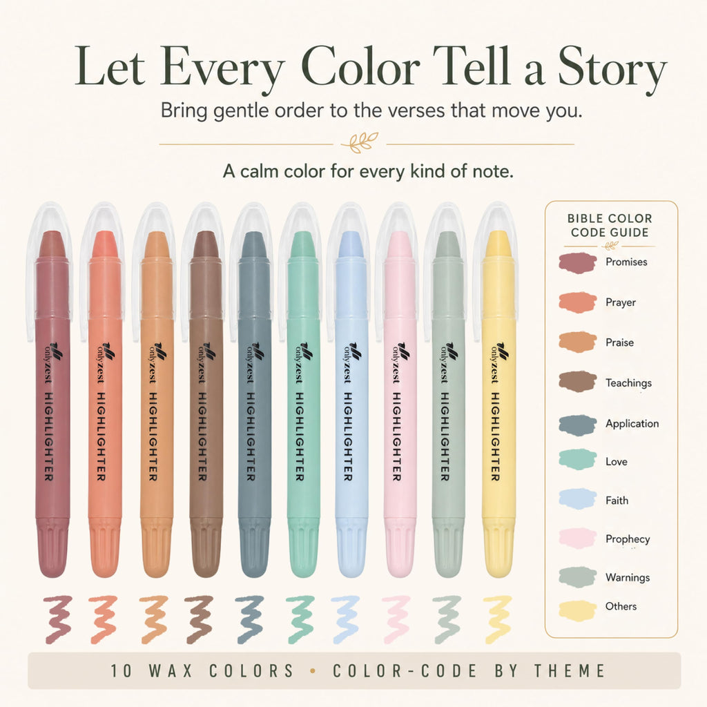 10 Pack Bible Safe Highlighters - Pastel Color, Wax Highlighters