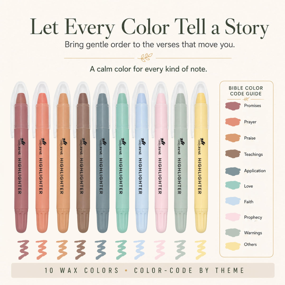 10 Pack Bible Safe Highlighters - Pastel Color, Wax Highlighters