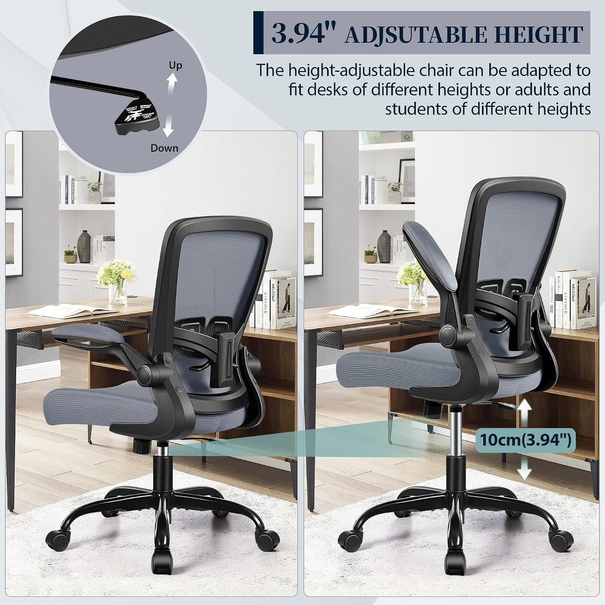 FelixKing Office Chair, Ergonomic Comfy Desk Chair with Flip-up Armrests