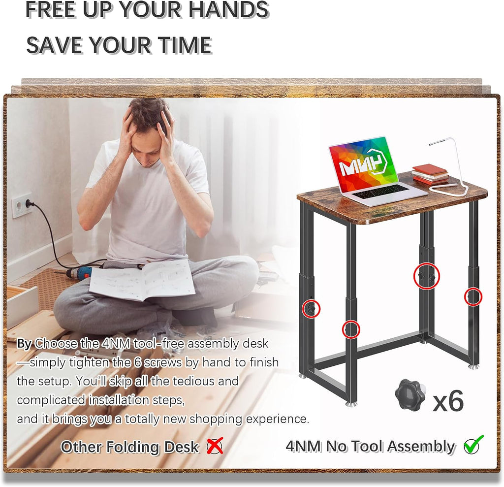 4NM 27.5-Inch Folding Student Desk with Wheels